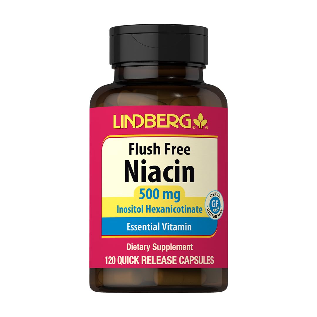 Lindberg Niacin 500mg Flush Free Vitamin B3 - 120 Capsules