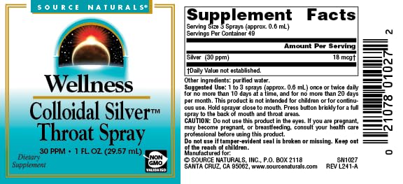 Source Naturals Wellness Colloidal Silver Throat Spray - 1 Fl Oz - image 4