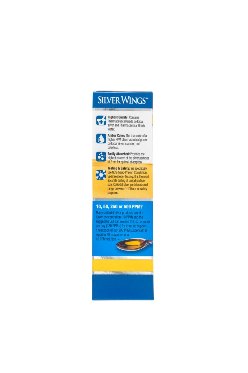 Natural Path Silver Wings Colloidal Silver 500ppm - Premium Glass