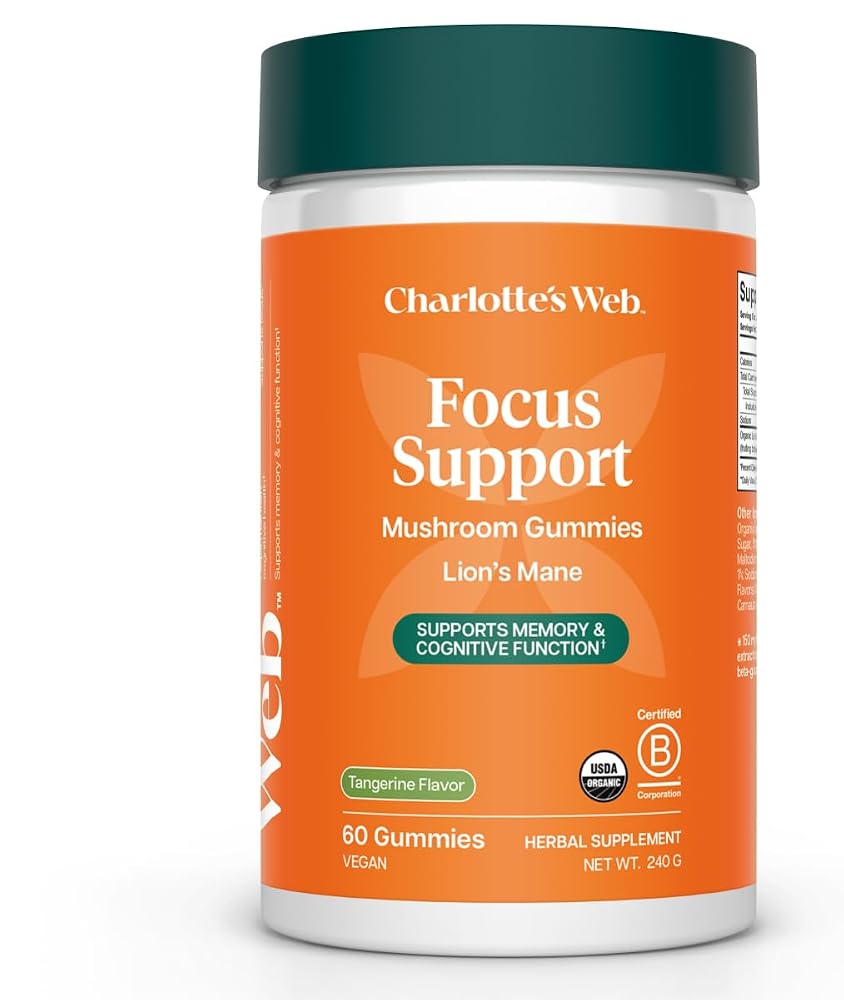 Charlotte's Web Focus Support Mushroom Gummies with Lion's Mane - 60 Count