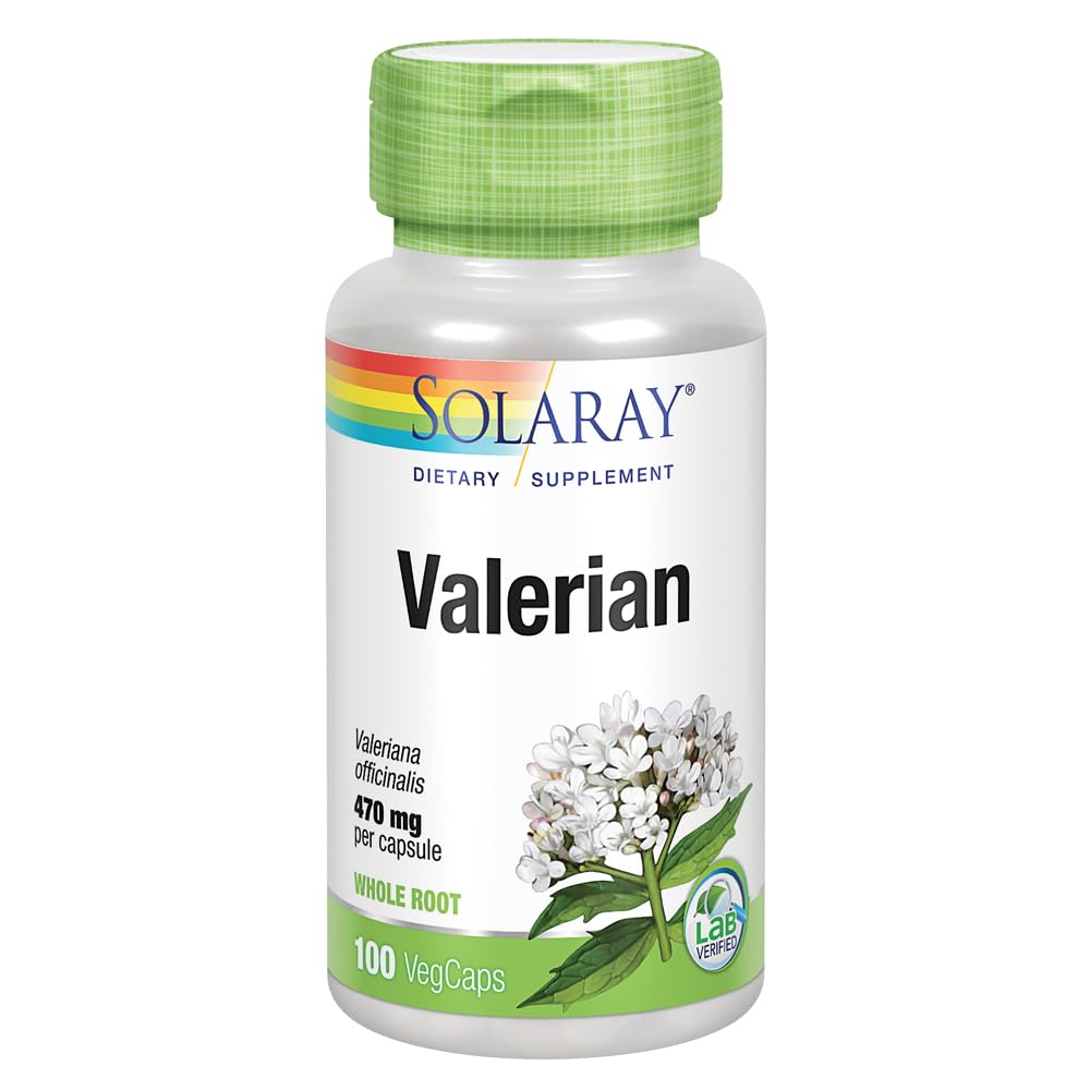 SOLARAY Valerian Root 470mg Herbal Support - 100 Vegetarian Capsules