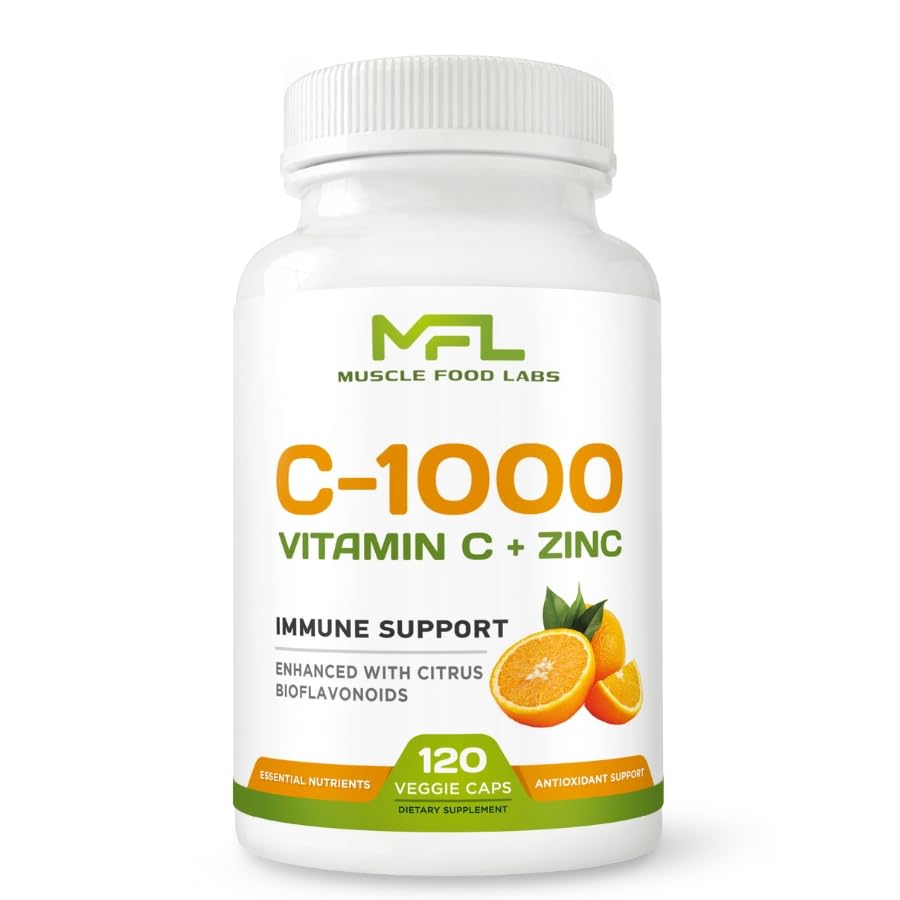 MUSCLE FOOD LABS Vitamin C 1000mg with Zinc - 120 Vegetarian Capsules