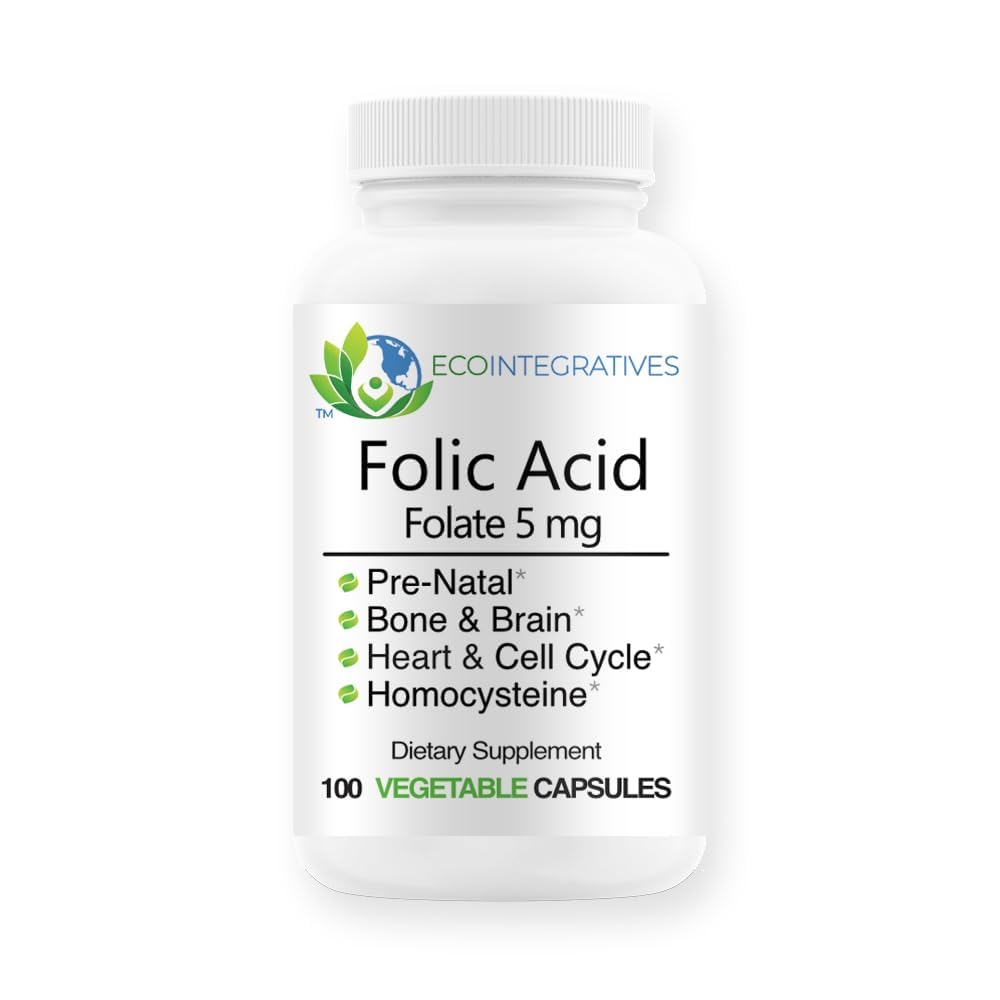 EcoIntegratives Folic Acid Folate 5mg - 100 Vegetable Capsules