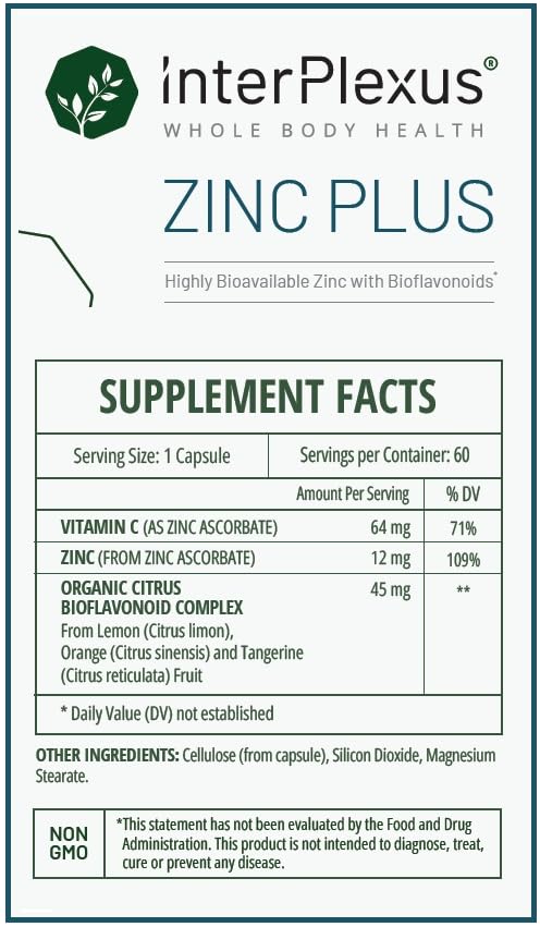 InterPlexus Zinc Plus Immune Support - 60 Capsules - image 5