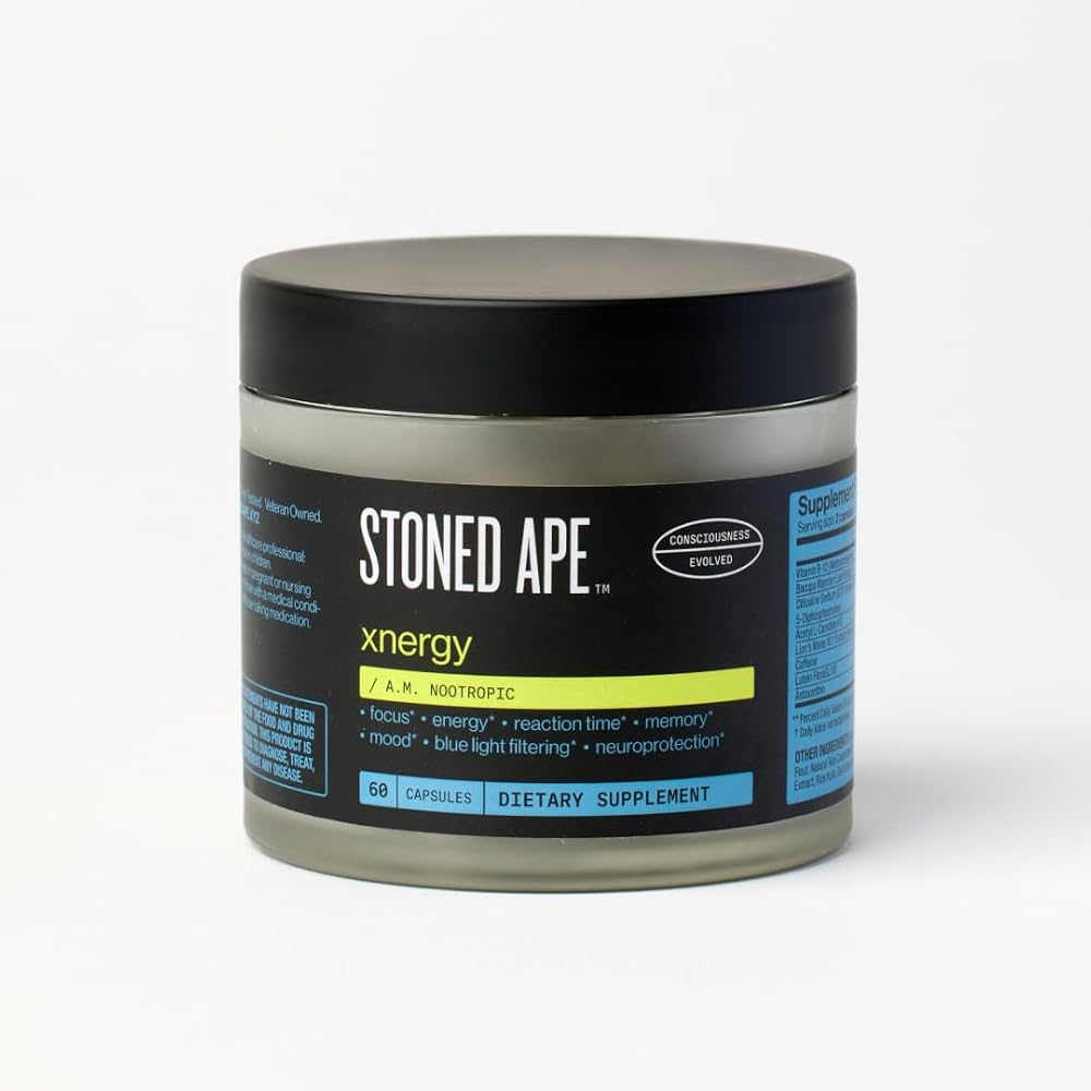 Stoned Ape Xnergy Nootropic for Focus & Energy - 60 Capsules