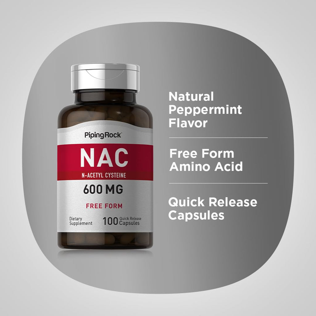 Piping Rock NAC N-Acetyl Cysteine 600mg - 100 Capsules - image 4