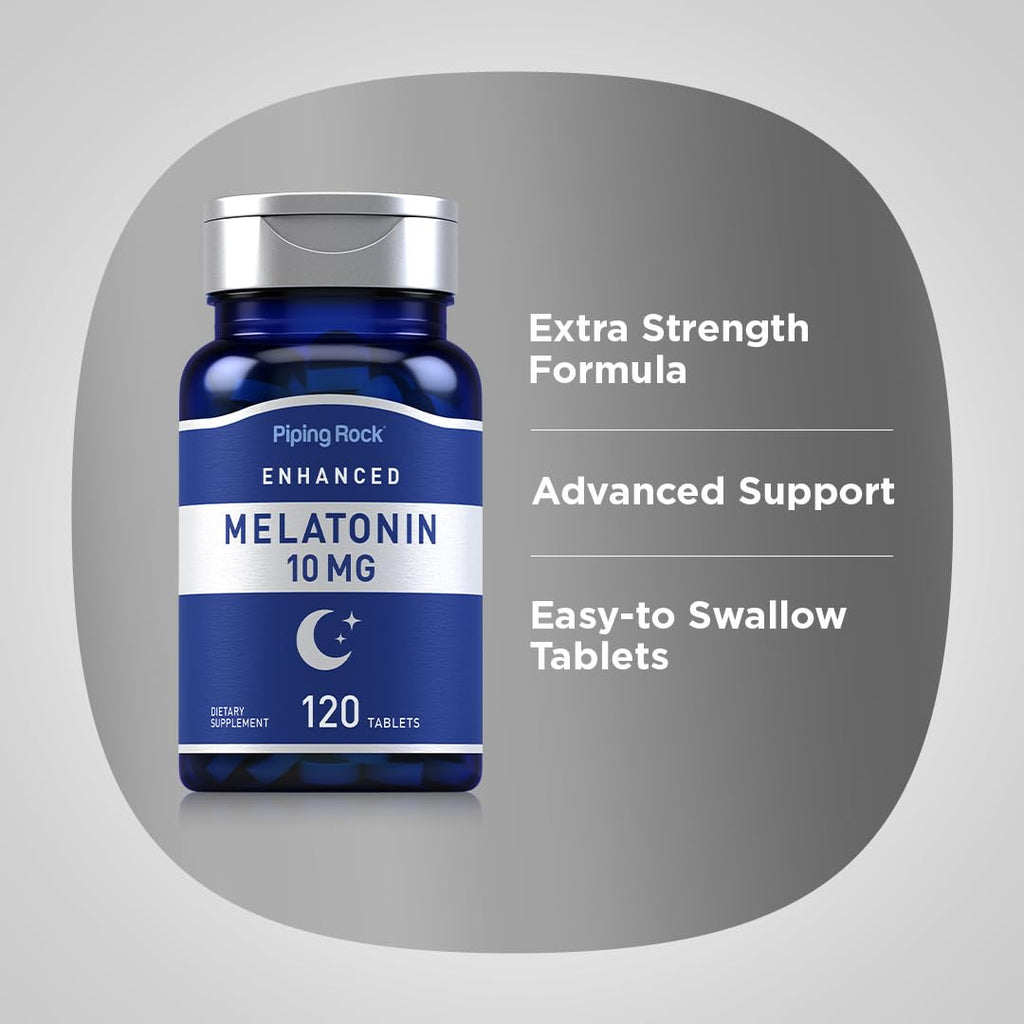Piping Rock Melatonin 10mg with L-Theanine - 120 Tablets - image 4