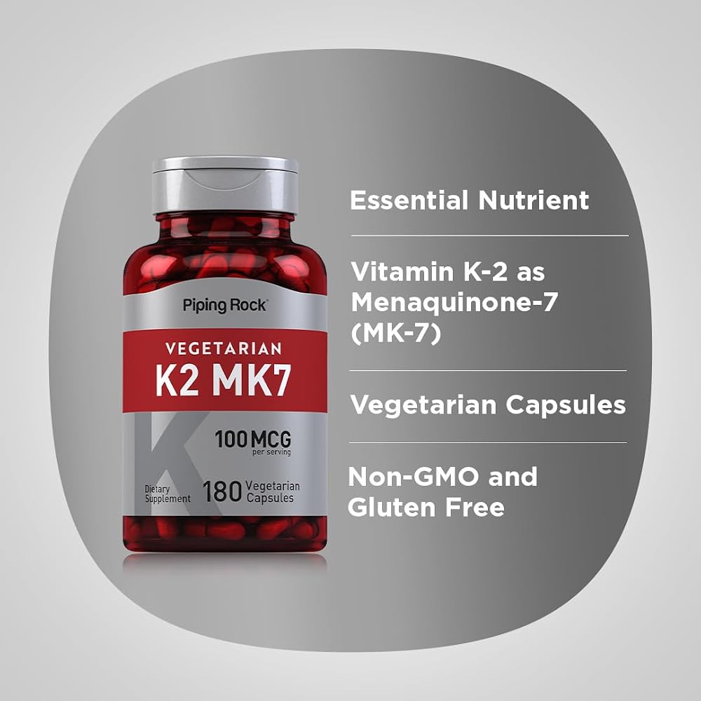 Piping Rock K2 MK7 Vitamin Supplement 100 mcg - 180 Vegetarian Capsules - image 4