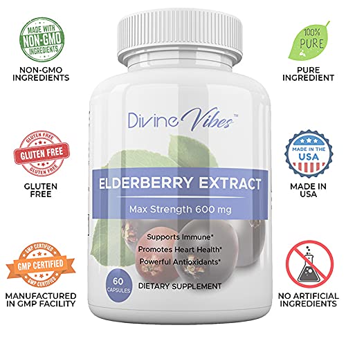 Divine Vibes Black Elderberry Capsules Max Strength - 60 Count - image 5
