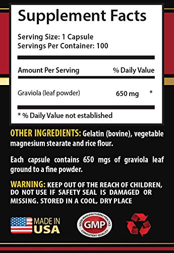 SKIN CARE SOLUTIONS Graviola Leaf Extract 650mg - 100 Capsules - image 2