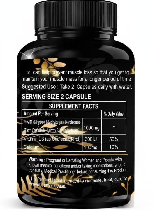Generic Vitamin D3 with HMB 1000mg Muscle Support - 90 Capsules - image 2