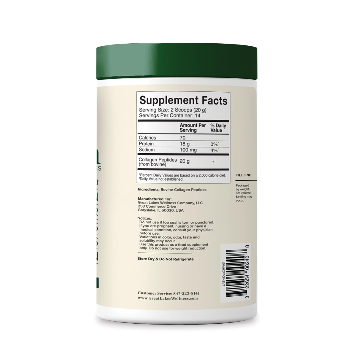 Great Lakes Wellness Collagen Peptides Powder Unflavored - 10 oz - image 3