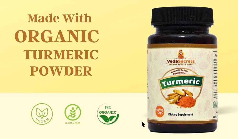 VedaSecrets Organic Turmeric Glow Herbal Supplement - 60 Vegetarian Capsules - image 2