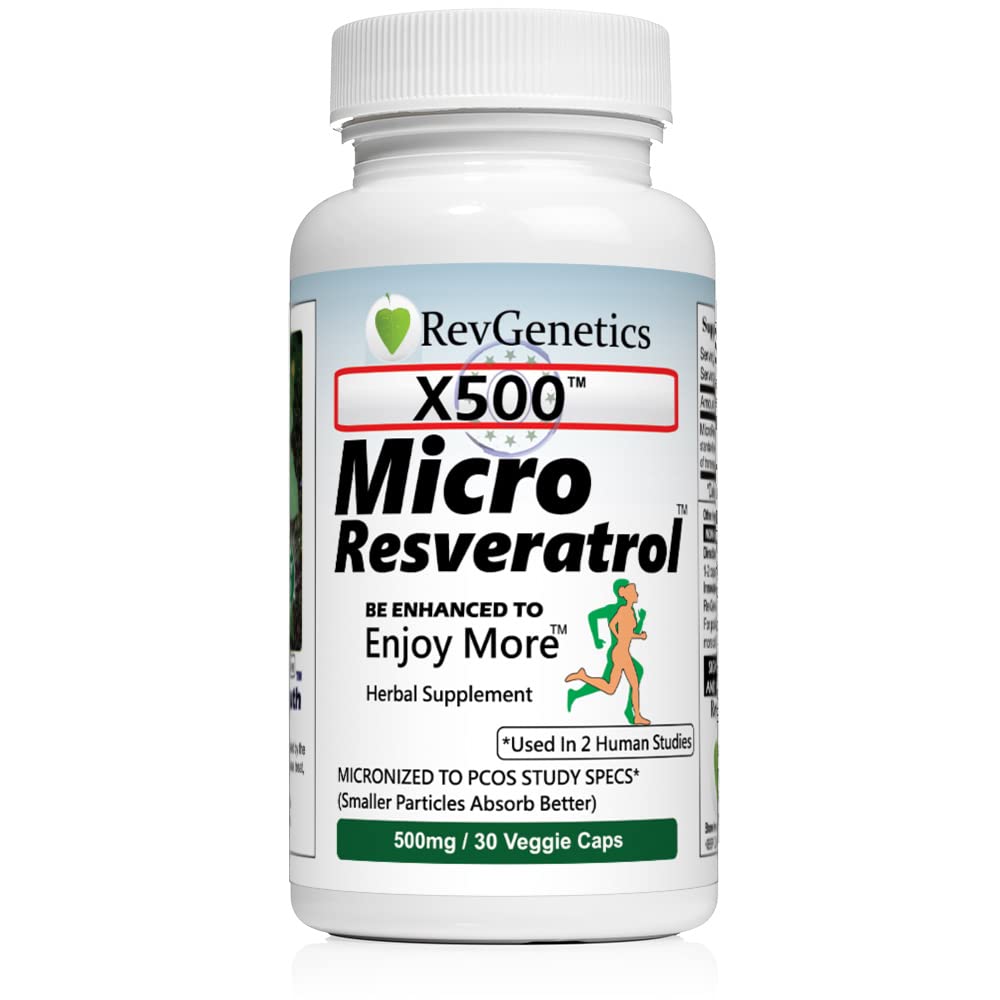 REVGENETICS X500 Pure Trans-Resveratrol 500mg - 60 Vegetarian Capsules