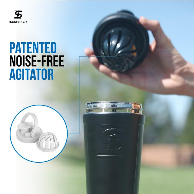 Ice Shaker Stainless Steel Shaker Bottle 26oz - Black/White - image 5