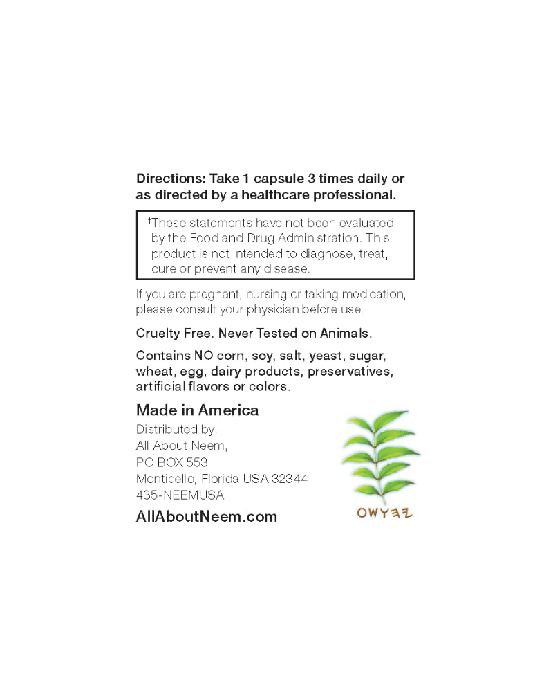 All About Neem Organic Neem Bark Capsules 400mg - 120 Capsules - image 5