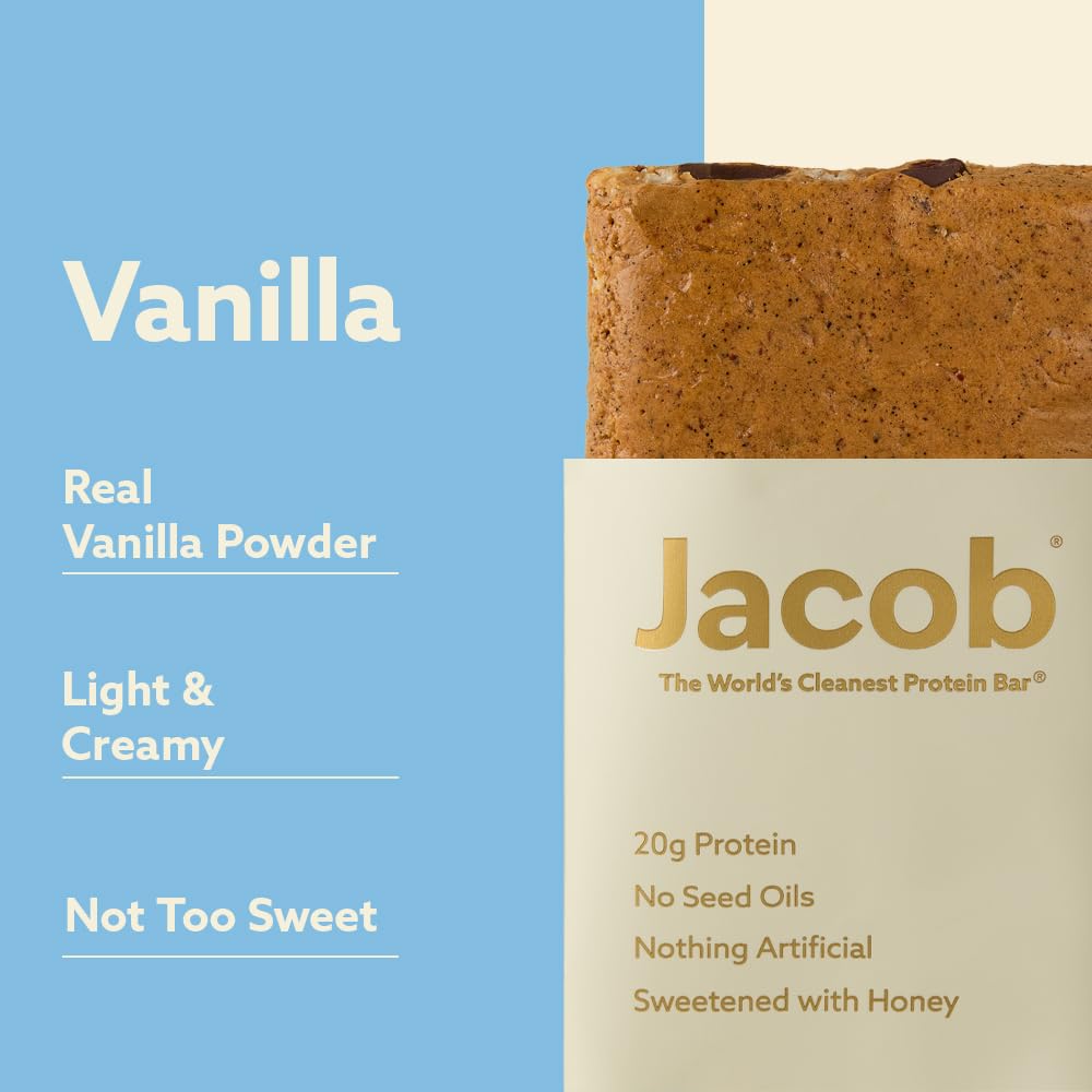 Jacob Vanilla Protein Bars, 20g Grass-Fed Protein - 9 Pack - image 2