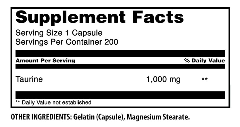 Amazing Formulas Taurine 1000 Mg