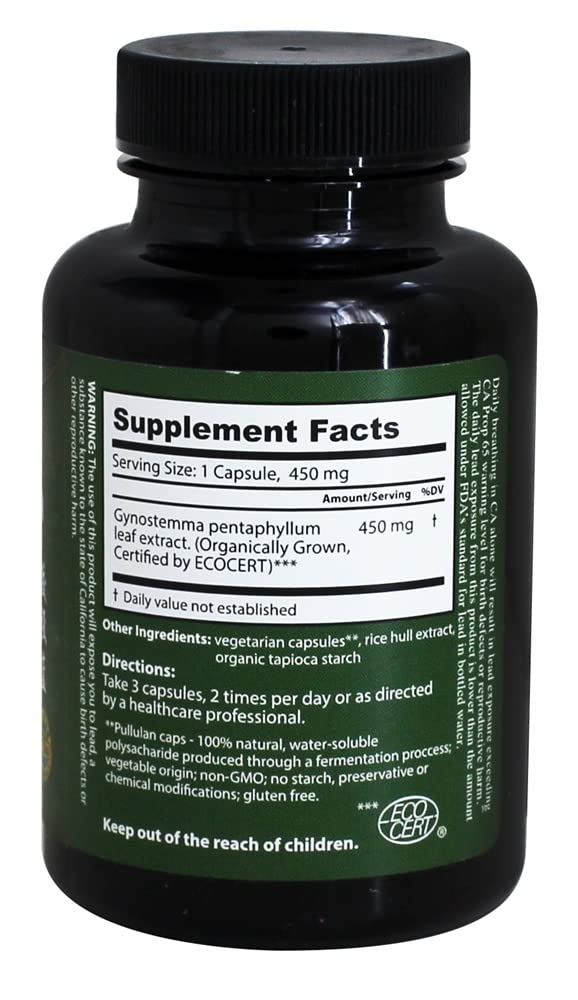 Dragon Herbs Gynostemma 500 mg - 100 Vegetarian Capsules - image 2