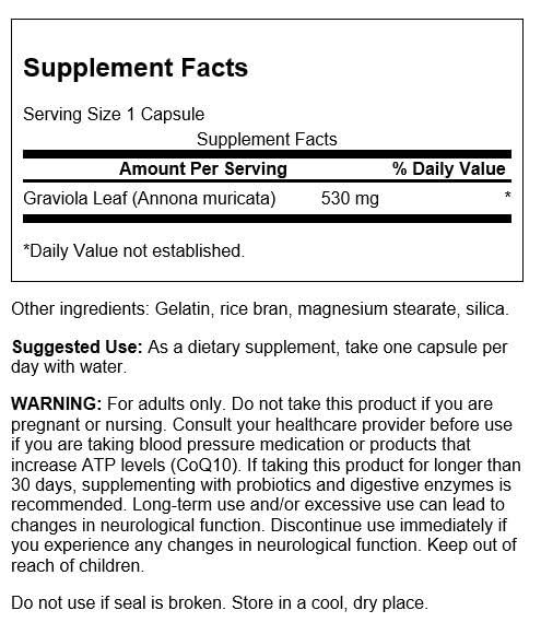 Swanson Graviola Immune & Digestive Support 530 mg - 60 Capsules - image 2