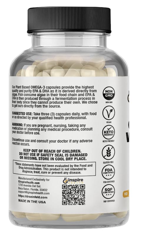GINSPIRE NUTRITION Dr. Seinfeld Vegan Algae Omega-3 & D3 - 90 Capsules - image 2