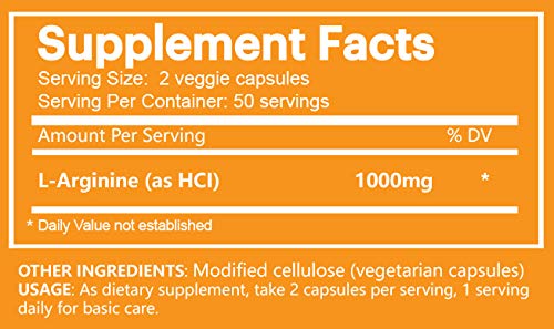 Na'trition L-Arginine Maximum Strength HCI - 100 Capsules - image 2