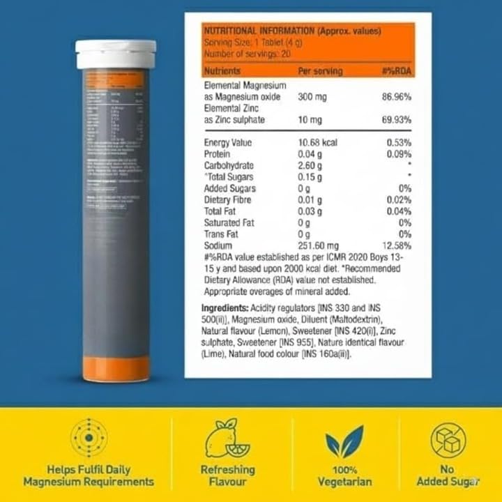 Generic Magnesium & Zinc Effervescent Tablets for Muscle Support - 20 Tablets - image 2