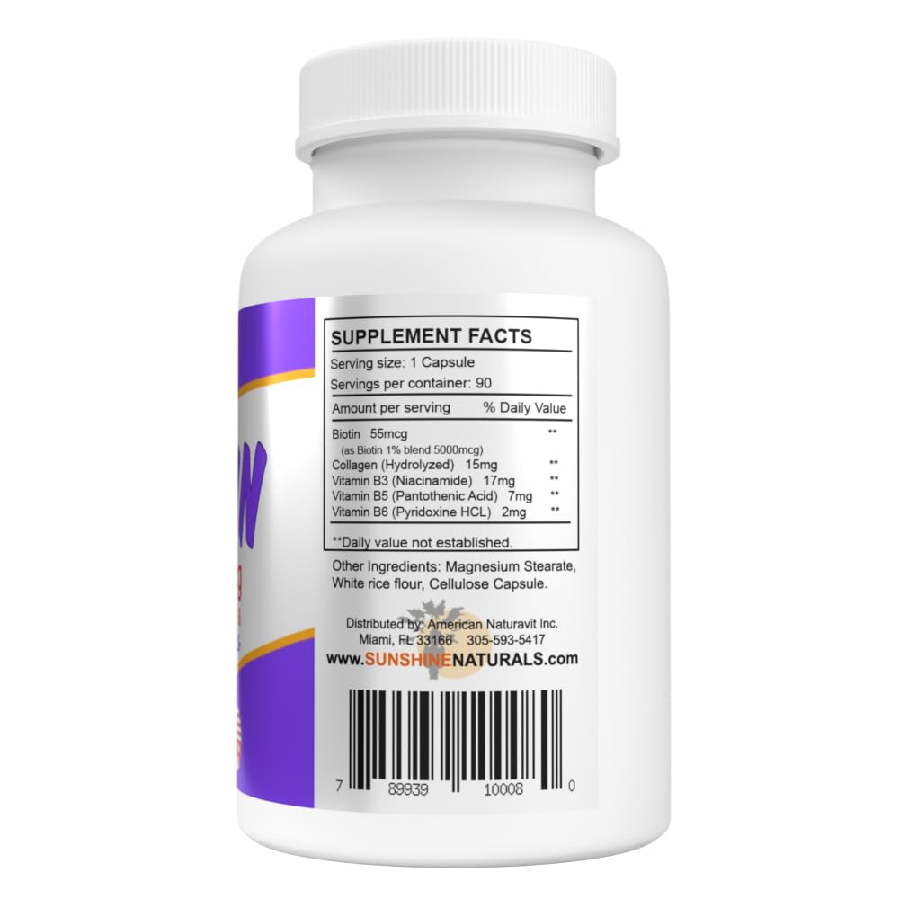 Sunshine Naturals Biotin. 5000 mcg. 90 Capsules