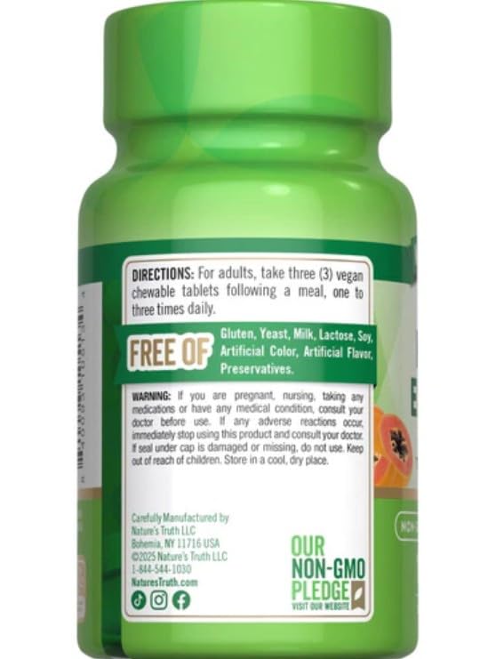 Nature's Truth Chewable Papaya Enzyme - 480 Tablets - image 3