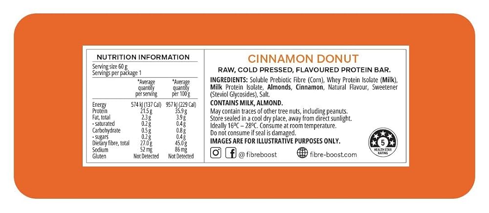 Fibre Boost Cold Pressed Cinnamon Donut Protein Bar - 12 Count - image 2