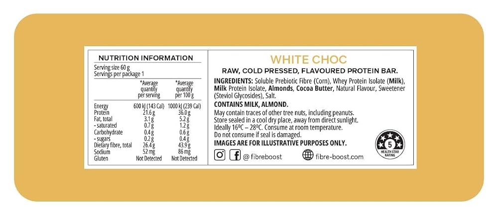 Fibre Boost Cold Pressed White Chocolate Protein Bar - 12 Count - image 2
