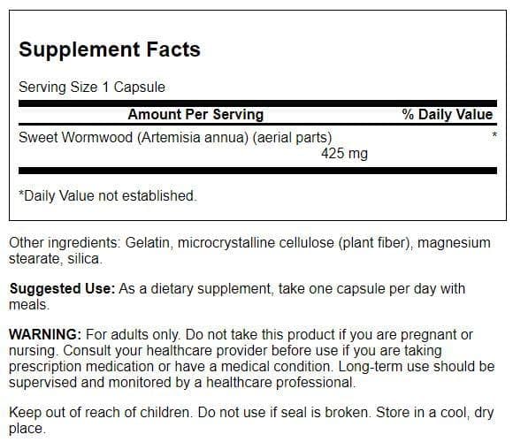 Swanson Sweet Wormwood Herbal Supplement 425 mg - 180 Capsules - image 2