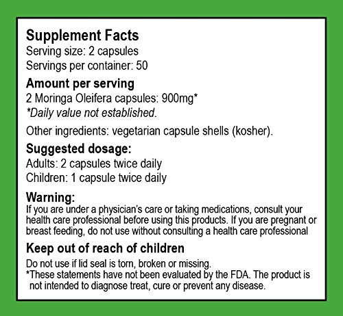 Moringa California Moringa Oleifera Powder - 100 Vegetarian Capsules - image 2