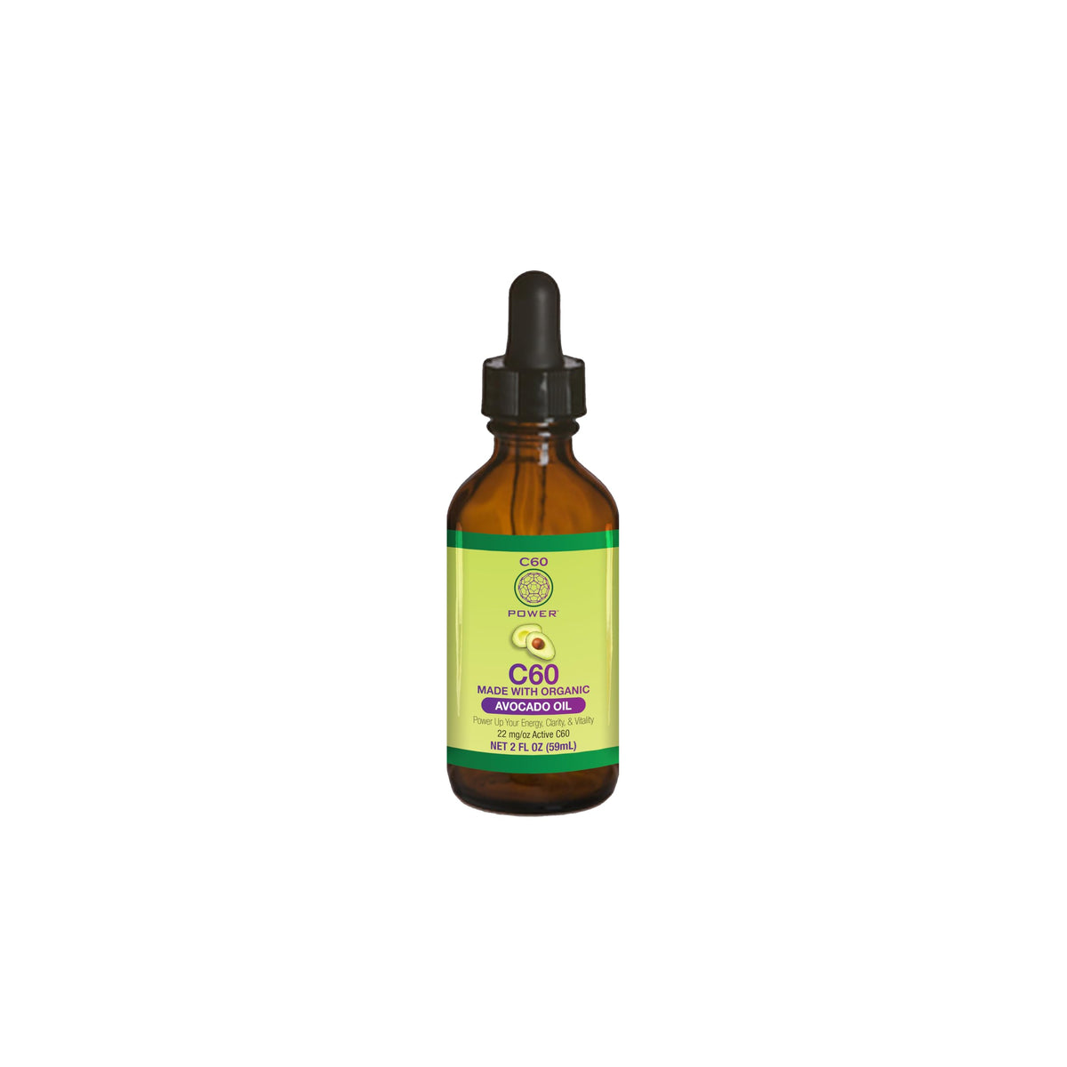 C60 Purple Power C60 in Organic Avocado Oil Antioxidant - 2 Fl Oz