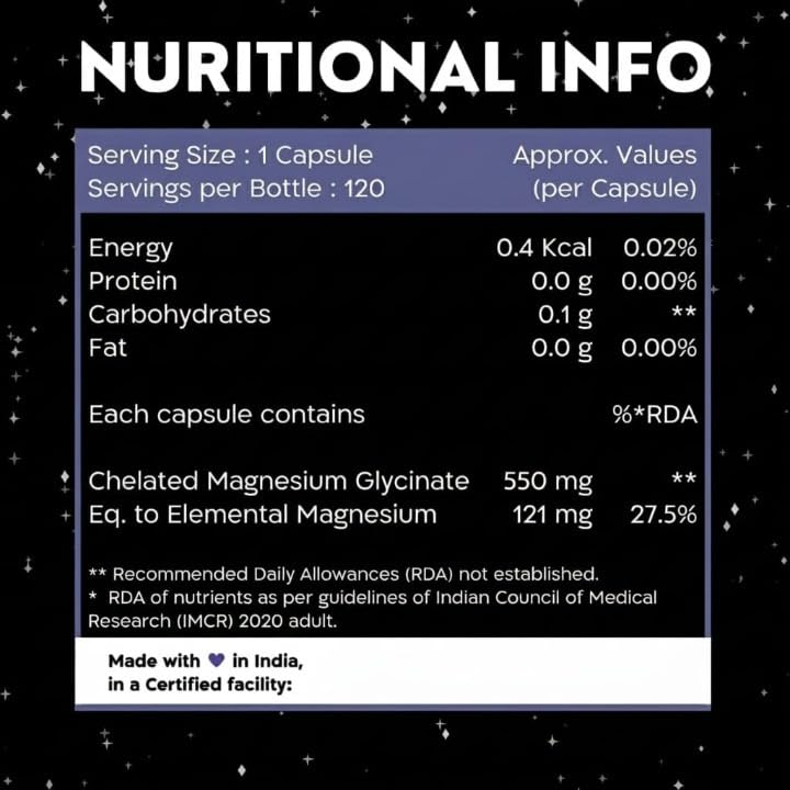 Generic Magnesium Glycinate 550mg Supplement - 120 Vegetarian Capsules - image 2