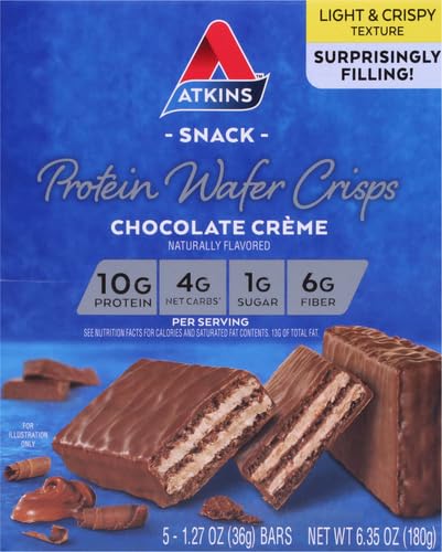 Atkins Chocolate Crème Protein Wafer Crisps, 4g Net Carb - 5 Count - image 4