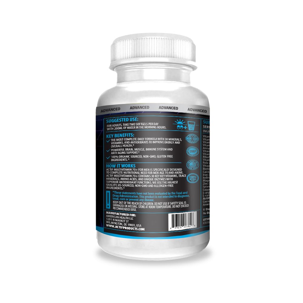 ACTIF Multivitamin for Men Age 70+ with 30 Factors - 90 Softgels - image 3