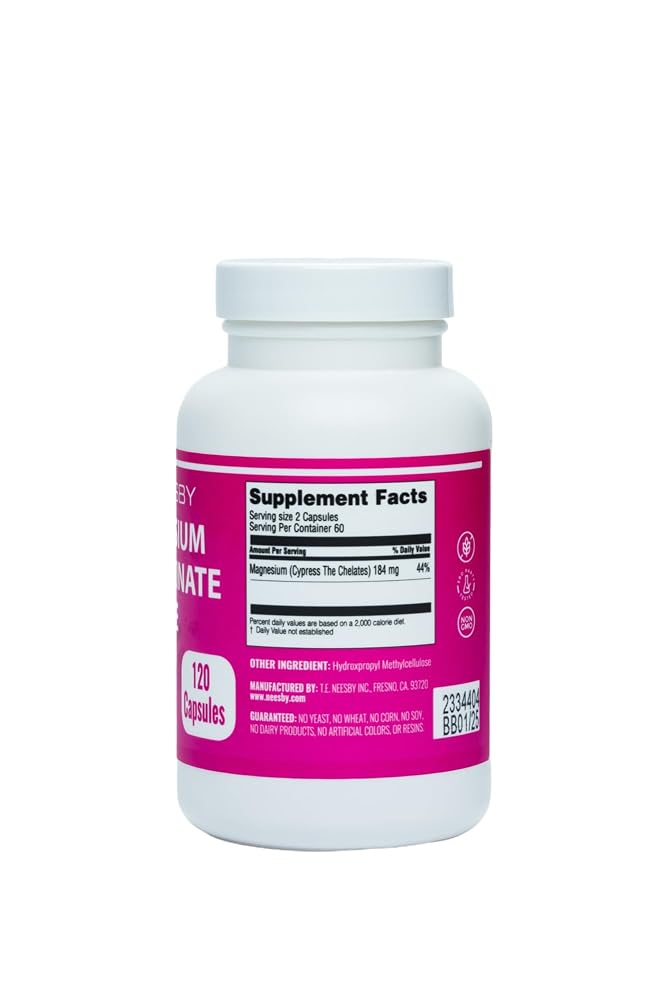 T.E. Neesby Magnesium Bisglycinate Chelate - 120 Vegetarian Capsules - image 3