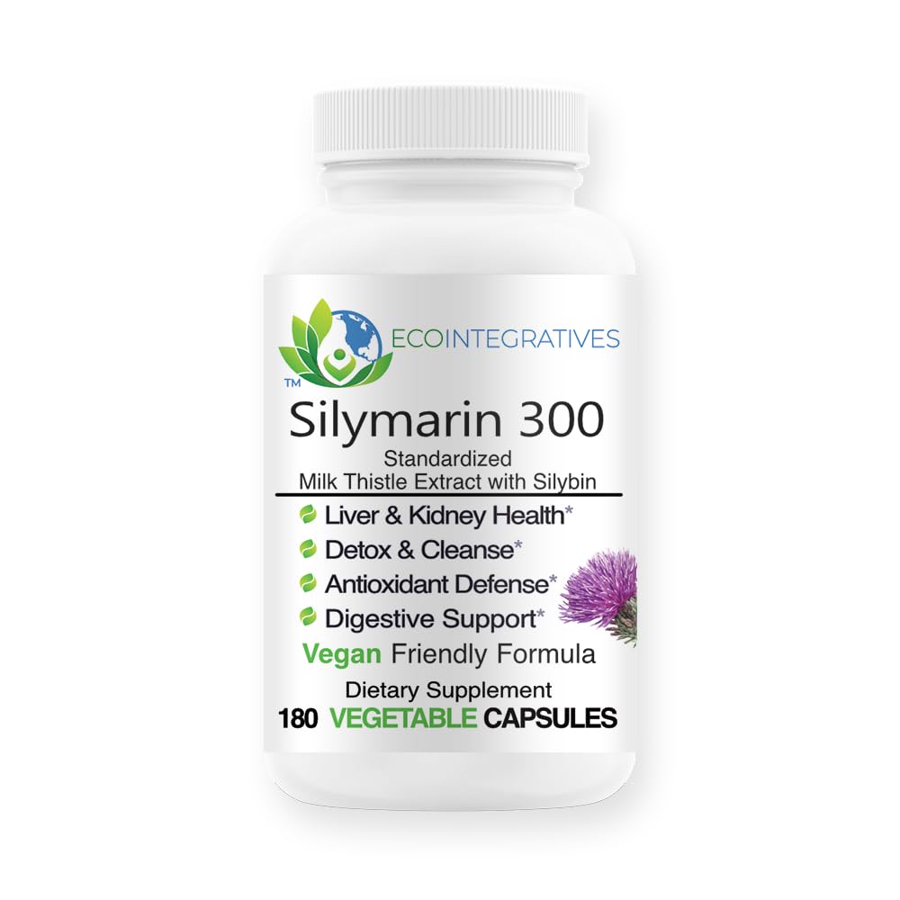 EcoIntegratives Silymarin 300 Milk Thistle Extract - 180 Vegetarian Capsules