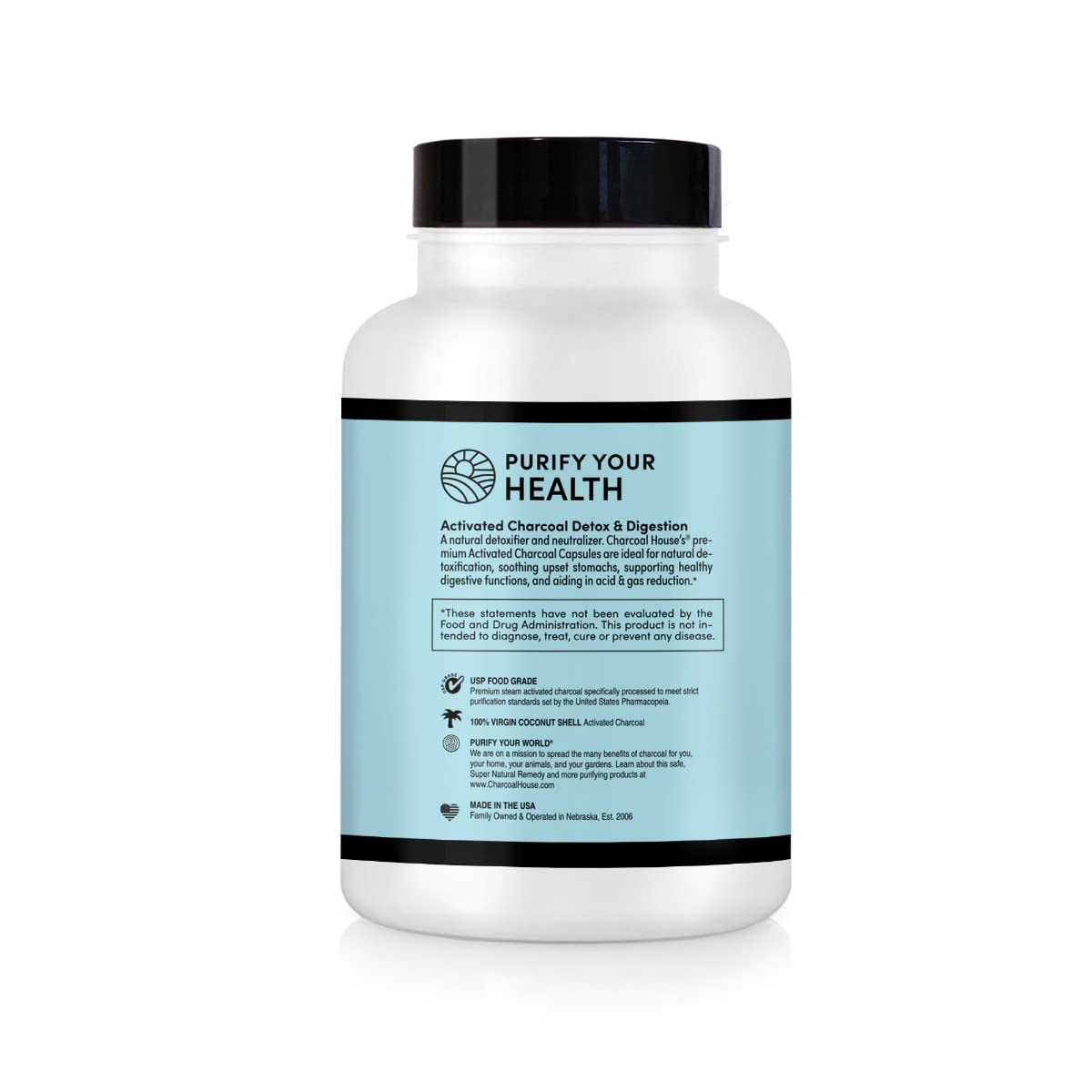 Charcoal House Activated Charcoal Capsules 300mg - 125 Capsules - image 3