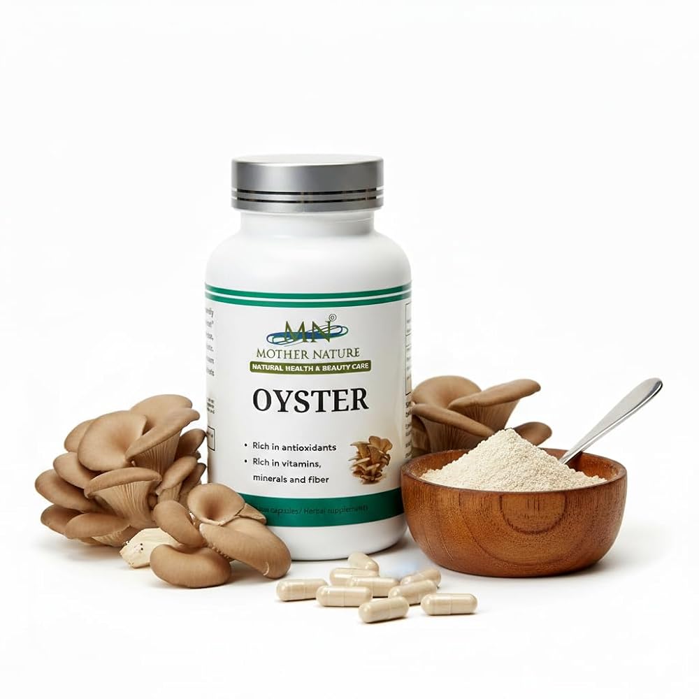 Mother Nature Oyster Mushroom Capsules 1000mg Immune Support - 120 Vegan Caps