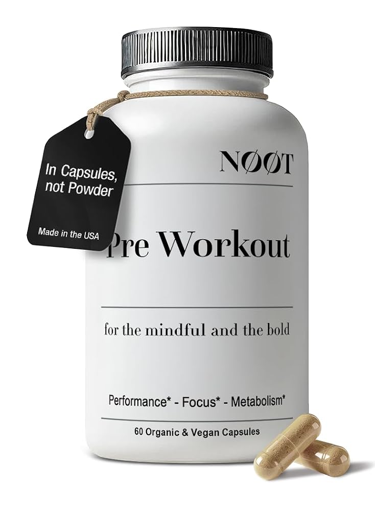 NØØT Pre Workout Natural Supplement with L-Carnitine - 60 Capsules