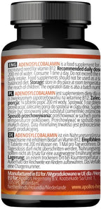 APOLLO'S HEGEMONY Adenosylcobalamin Vitamin B12 - 120 Tablets - image 5