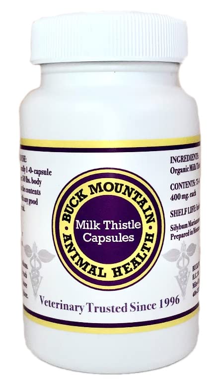 Buck Mountain Milk Thistle Natural Liver Support for Dogs & Cats - 75 Capsules