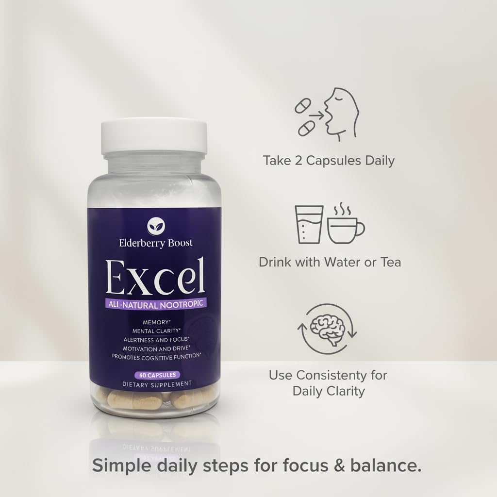 Elderberry Boost Excel Brain Supplement - 60 Capsules - image 3