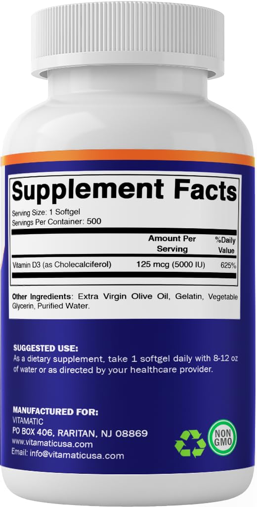 Vitamatic Vitamin D3 5000 IU - 500 Softgels - image 8