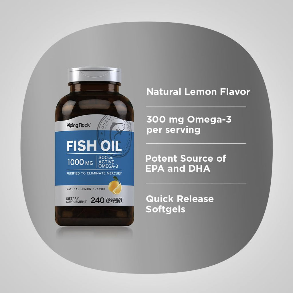 Piping Rock Fish Oil 1000mg Omega-3 - 240 Softgels - image 4