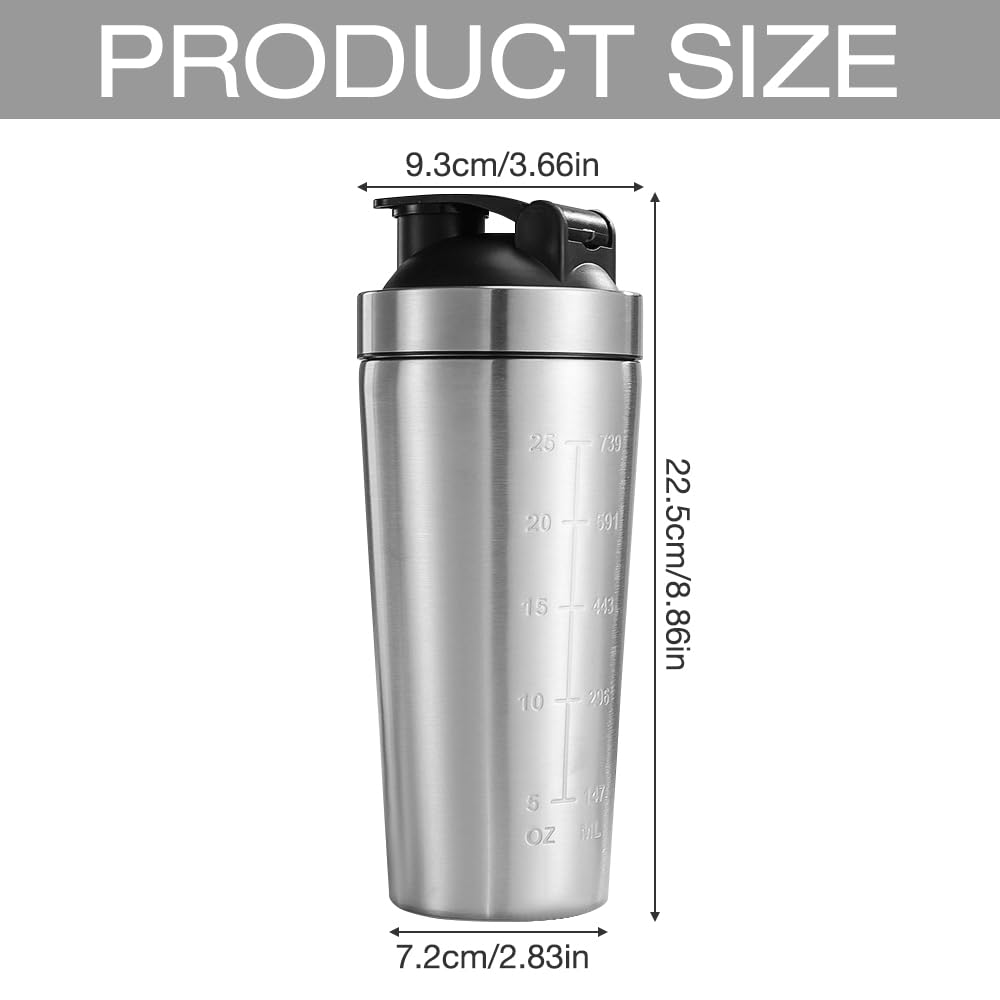 AVCXEC 750ml Stainless Steel Protein Shaker Bottle with Mixball - image 2