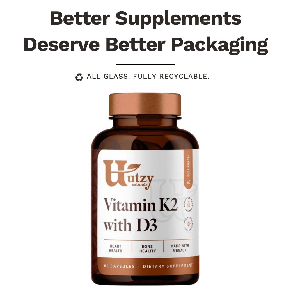 Utzy Naturals Vitamin K2 + D3 High Dose - 60 Vegetarian Capsules - image 2