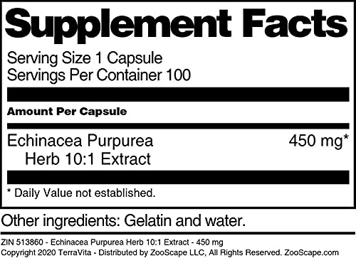 Terravita Echinacea Purpurea Herb 10:1 Extract 450 mg - 100 Capsules - image 3